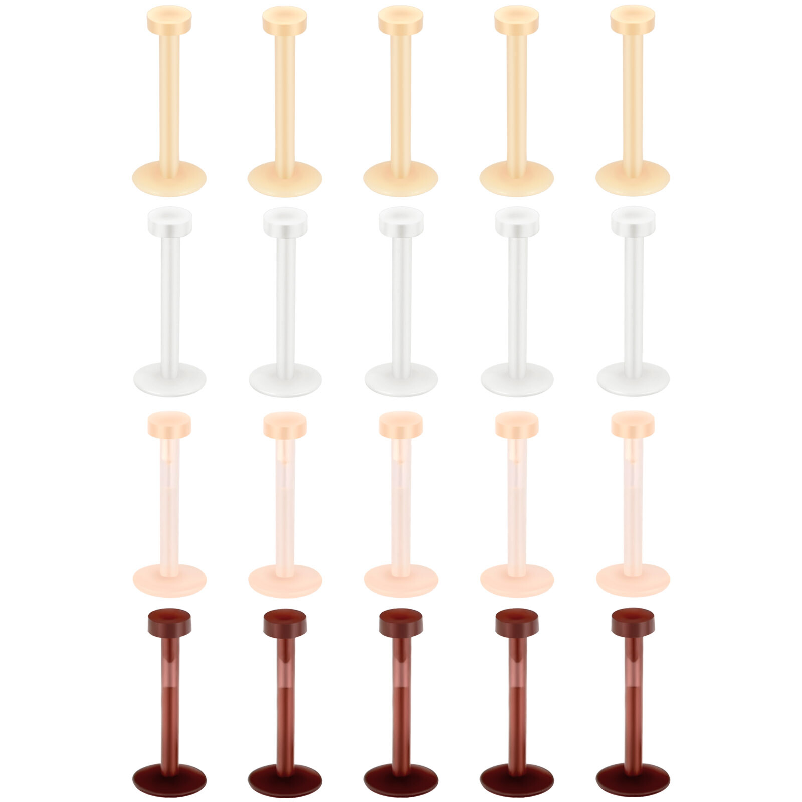 10-100PCS Silicone Push In Labret Lip Ring Flat Ear Helix Earring Retainer 16G