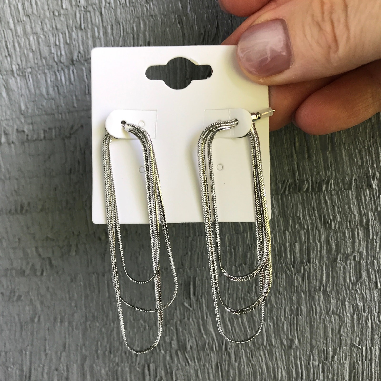 NEW S925 stamped herringbone/snake chain multi-strand “hoop” earrings