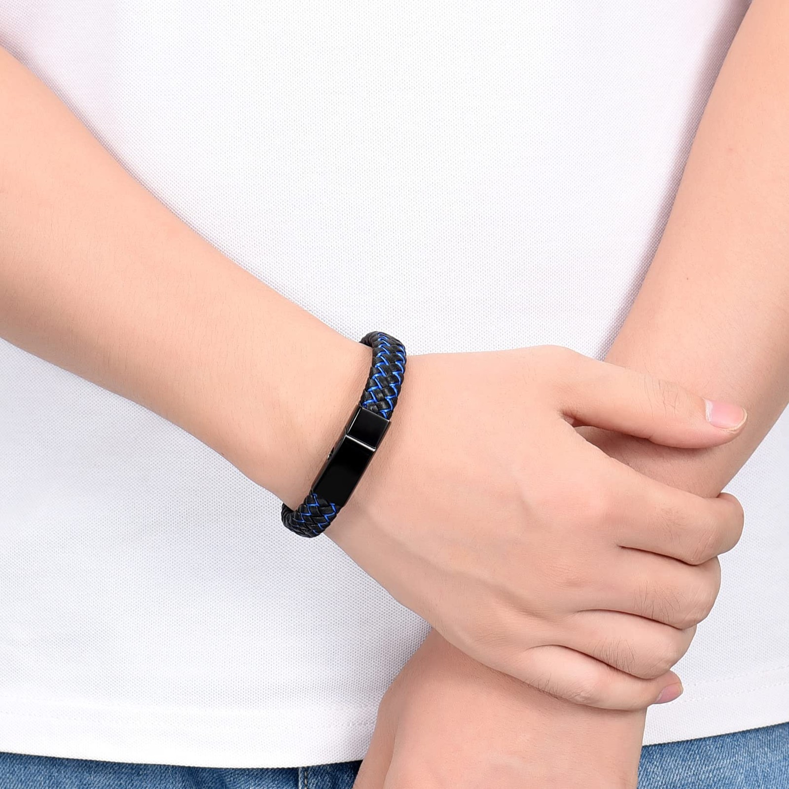 Cremation Memorial Urn Bracelet Made of Genuine Leather, Stainless Steel Cremati