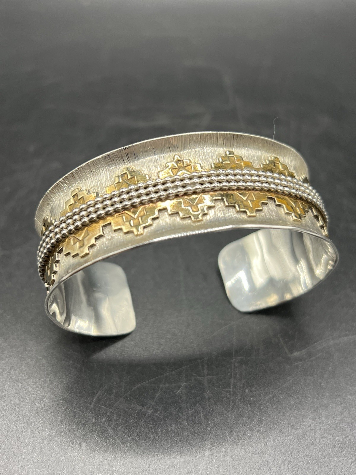 Vintage Lloyd Becenti (BCT) Sterling Silver/Brass Navajo SW Cuff Bracelet