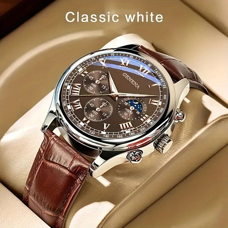 Luxury Men’s Business Quartz Watch Brown Leather Casual Wristwatch Best & Good
