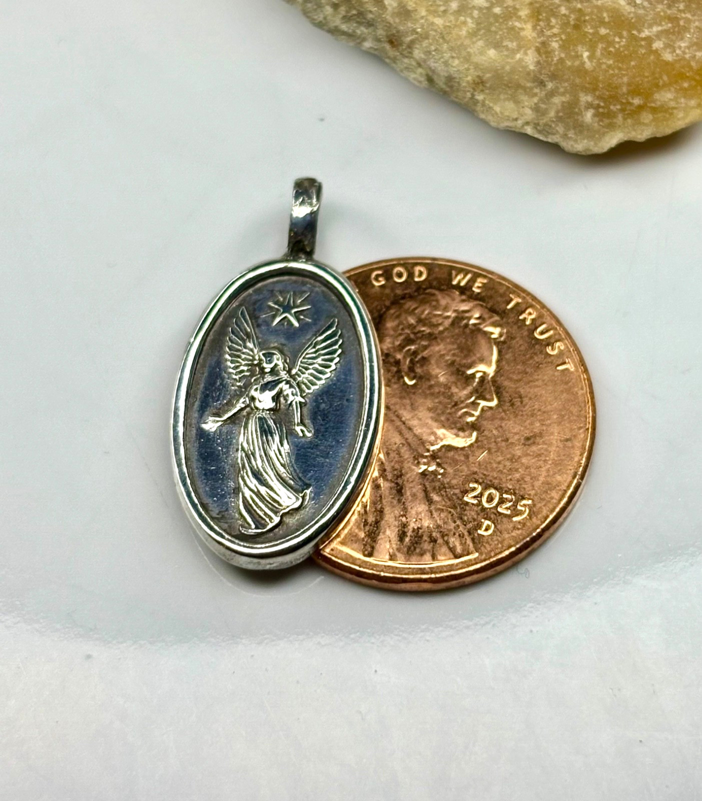 Fine pure Silver 999. guardian angel Minimalist Pendant