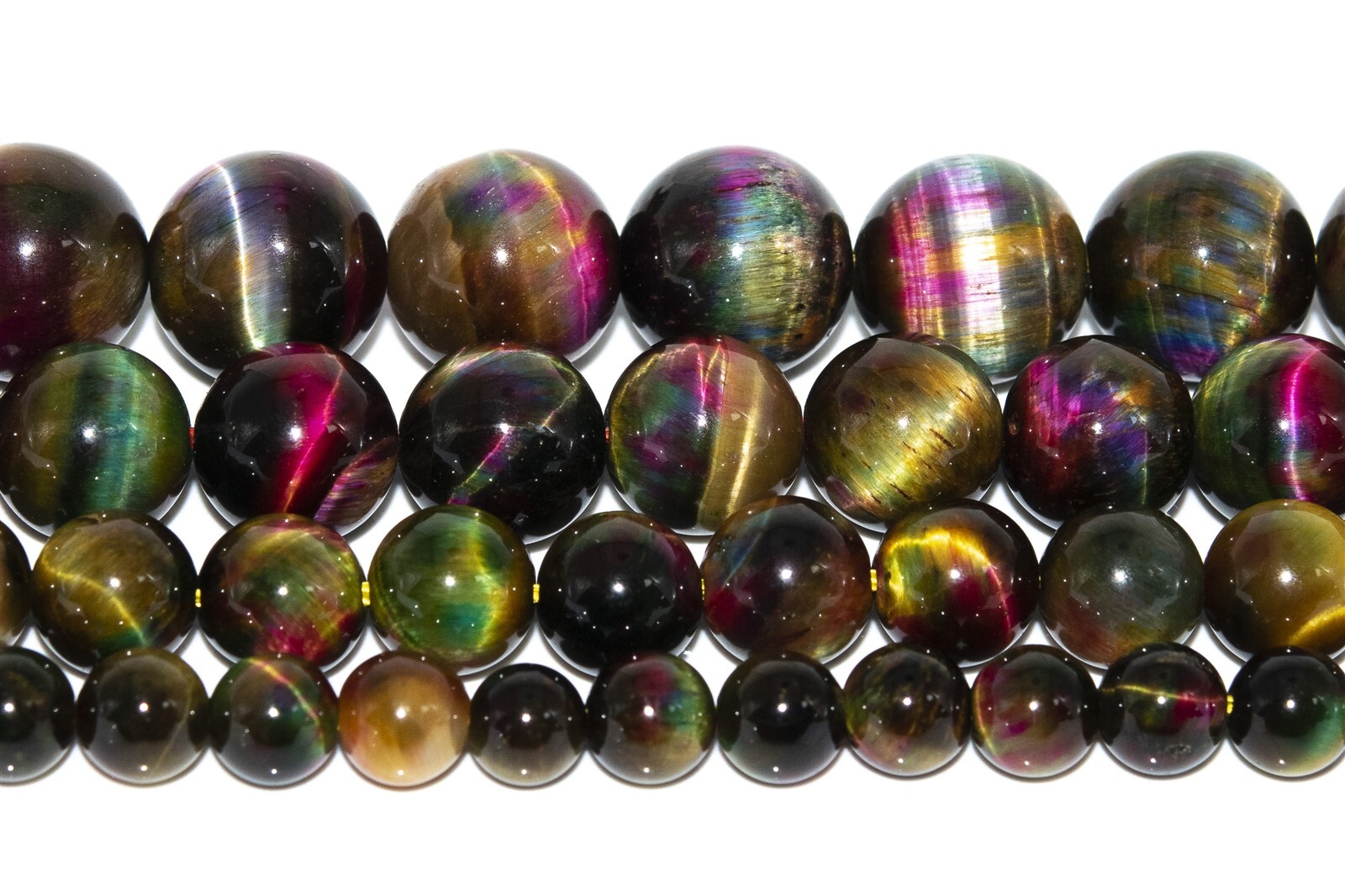 Cat Eye Multicolor Tiger Eye Beads Grade AAA Round Loose Beads 6/8/10/12MM