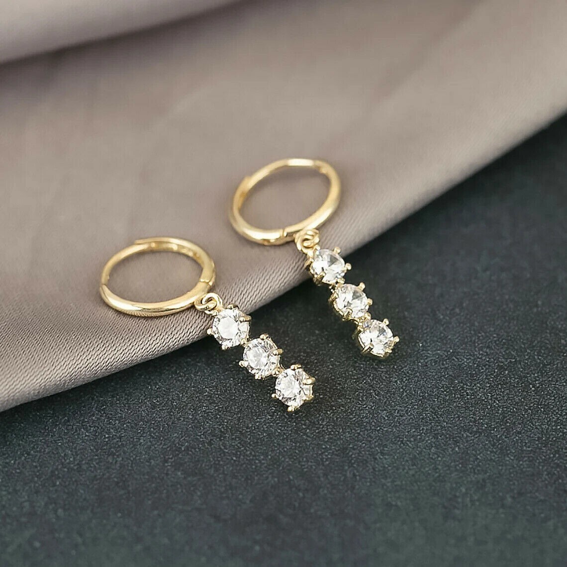 2Ct Round Cut Simulated Diamond Drop Dangle Earrings In 14K Yellow Gold Plated