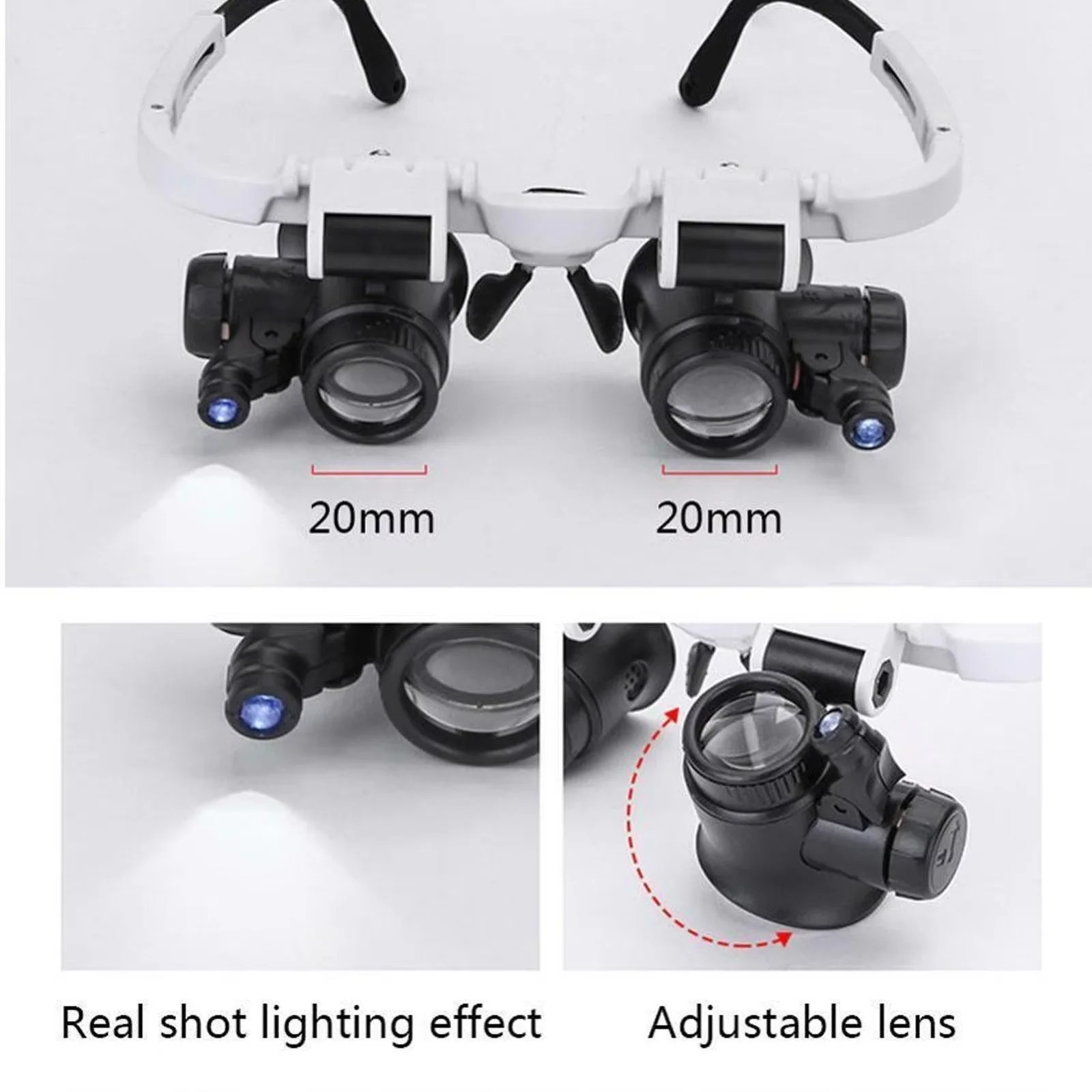 Headband Magnifier 8X 15X 23X Magnifying Glass 2LED Loupe Jeweler Watch Repair