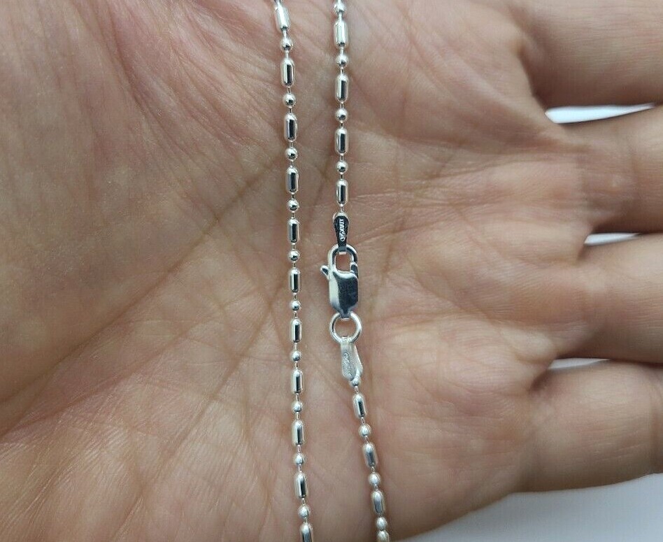 925 Sterling Silver Dot Dash Pallini Bead Ball Chain Necklace Bracelet 1.8mm