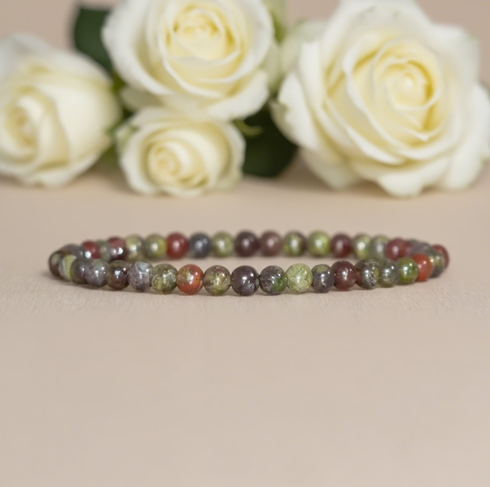Bloodstone 4mm Beads Stretch Bracelet Luck Protection Women Men Gift Layered Bra