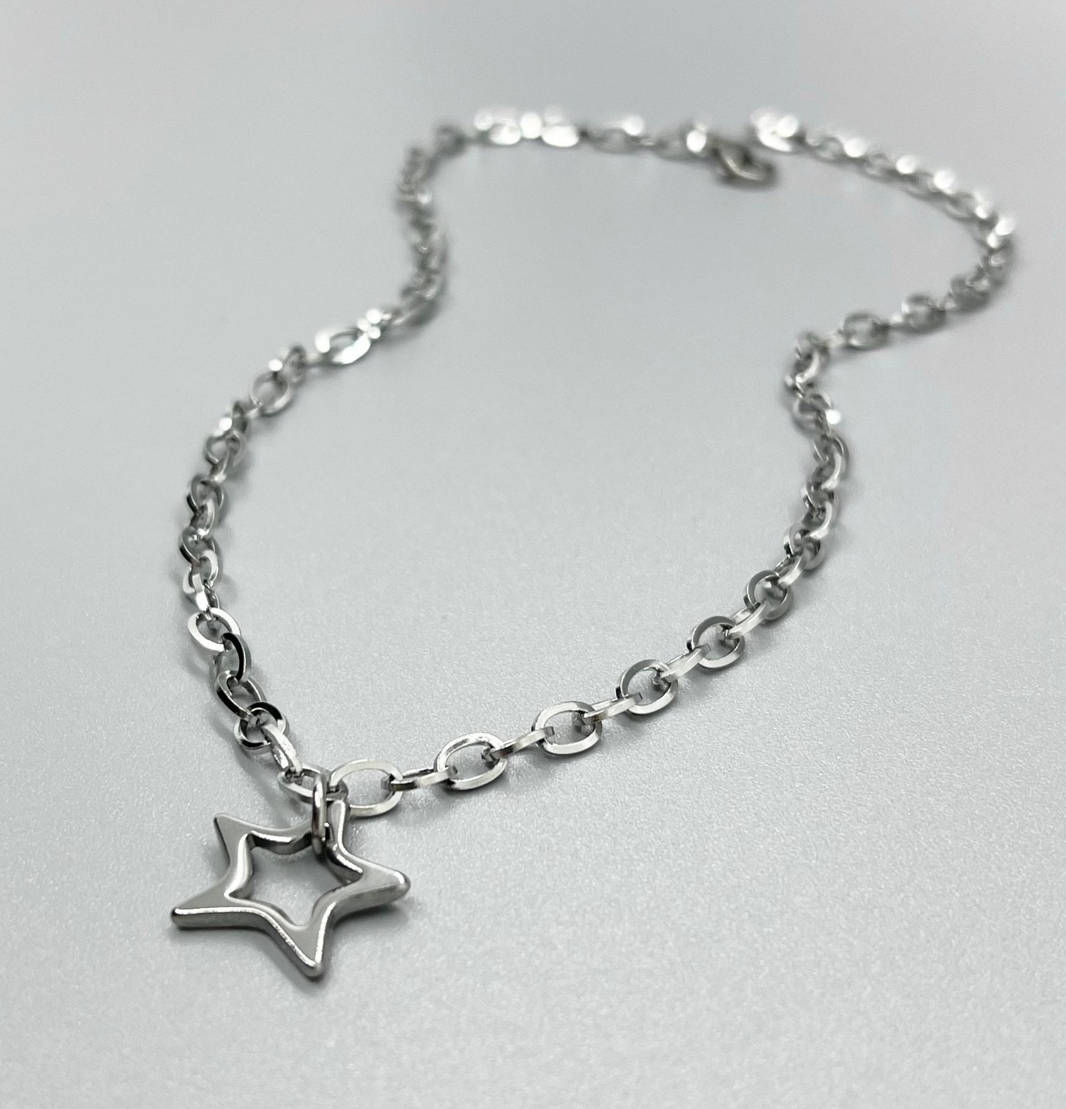 Stainless Steel STAR Charm Necklace No Tarnish Silver Chain New – USA Seller