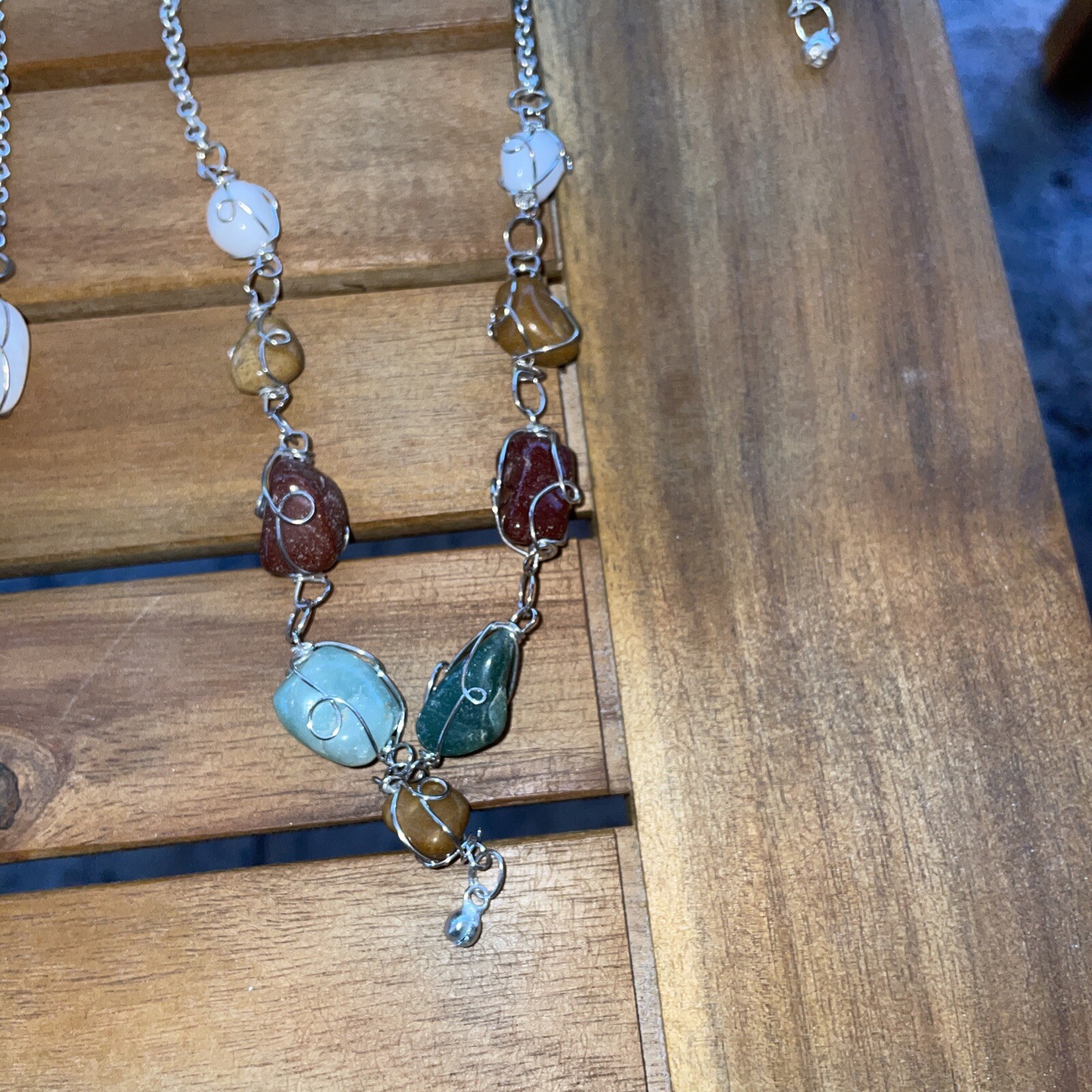 22 WHOLESALE NECKLACE INDIA ETHNIC BOHO AGATE SONES WITH EARRINGS 18”