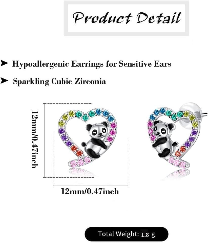 Adorable Hypoallergenic Panda Earrings – Sterling Silver & Cubic Zirconia for…