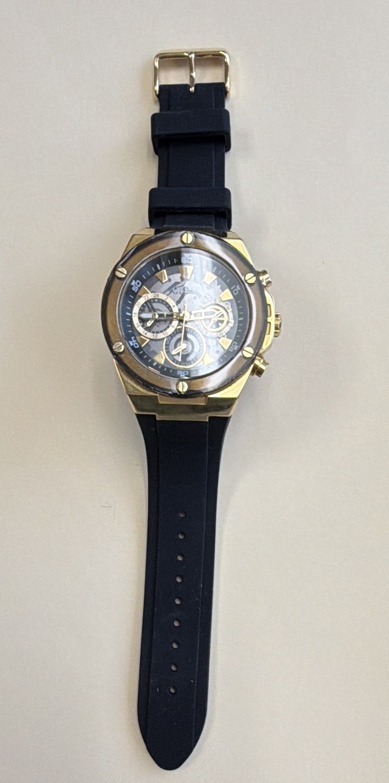 GUESS Poseidon Men’s Quartz Analog Watch Black Silicone Strap 50m