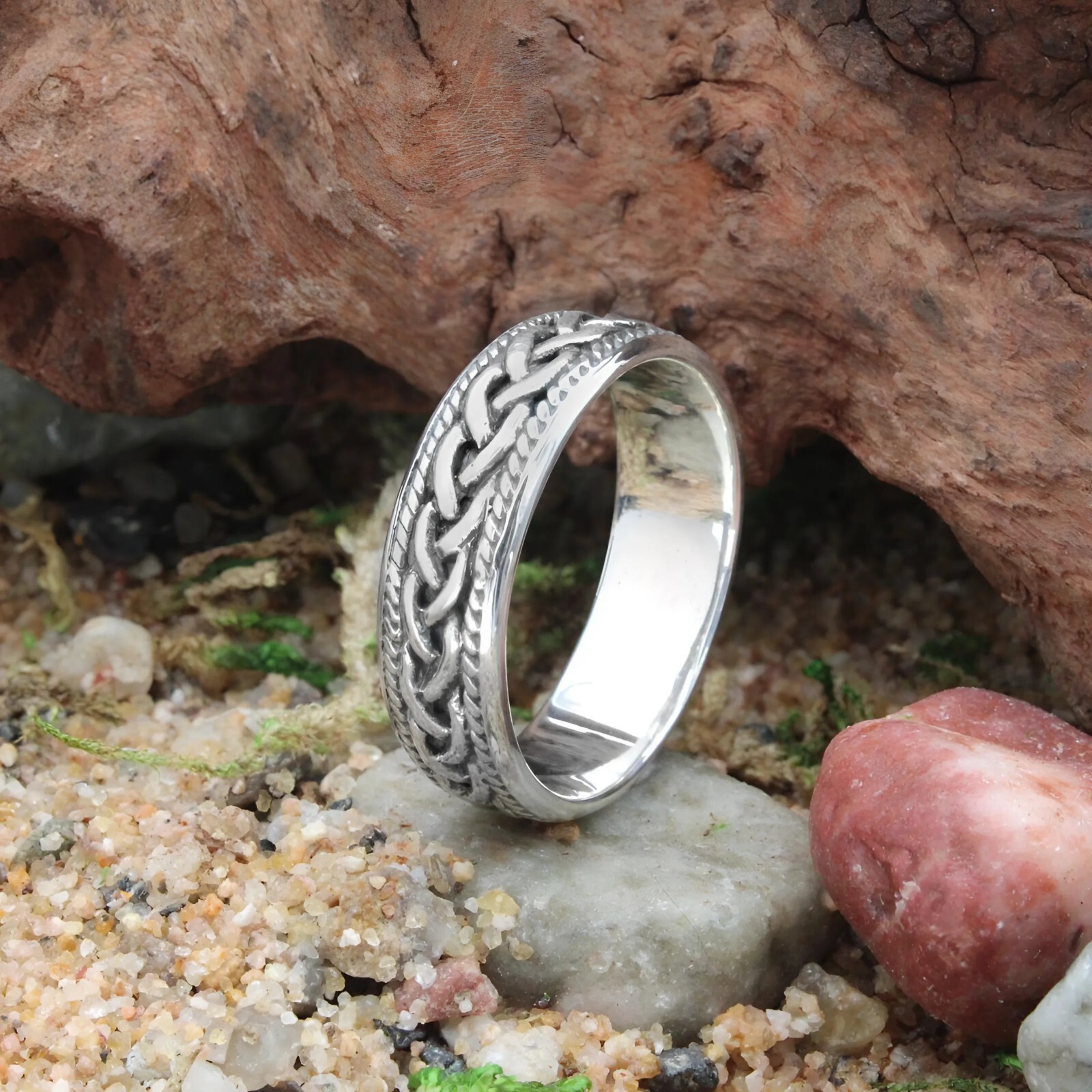 Mens Sterling Silver Celtic Ring – Braided Irish Band Jewelry Sizes 4-15