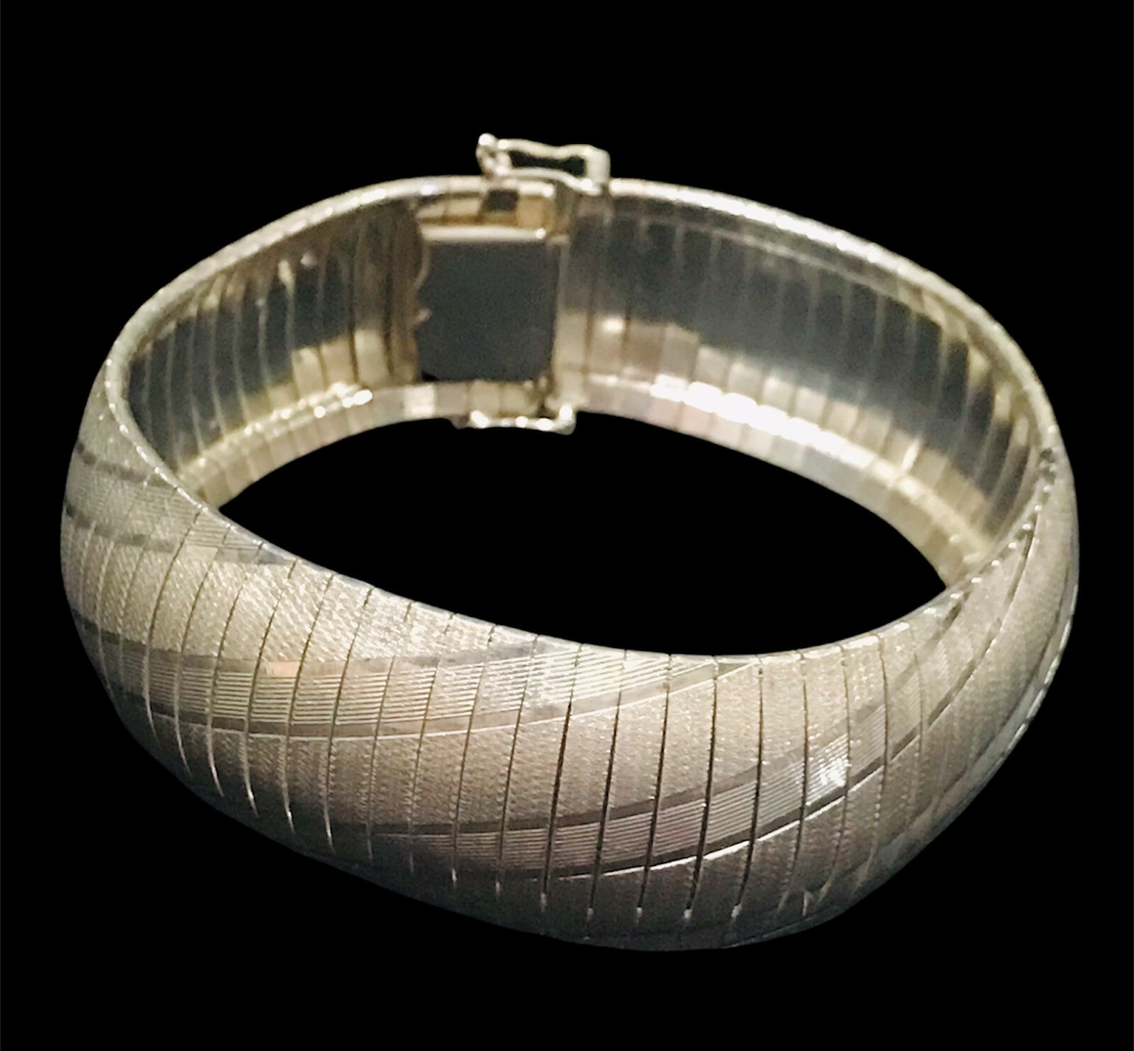 vintage sterling silver diamond cut bracelet italy SU 28.5 Grams 7.5”