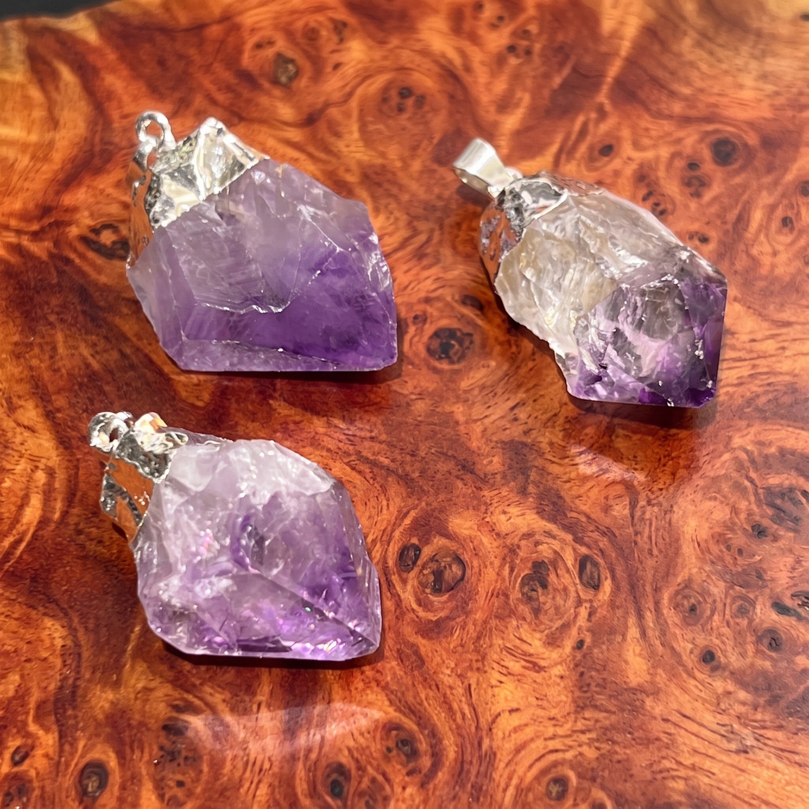Amethyst Crystal Point Pendant (Silver Plated) Wholesale