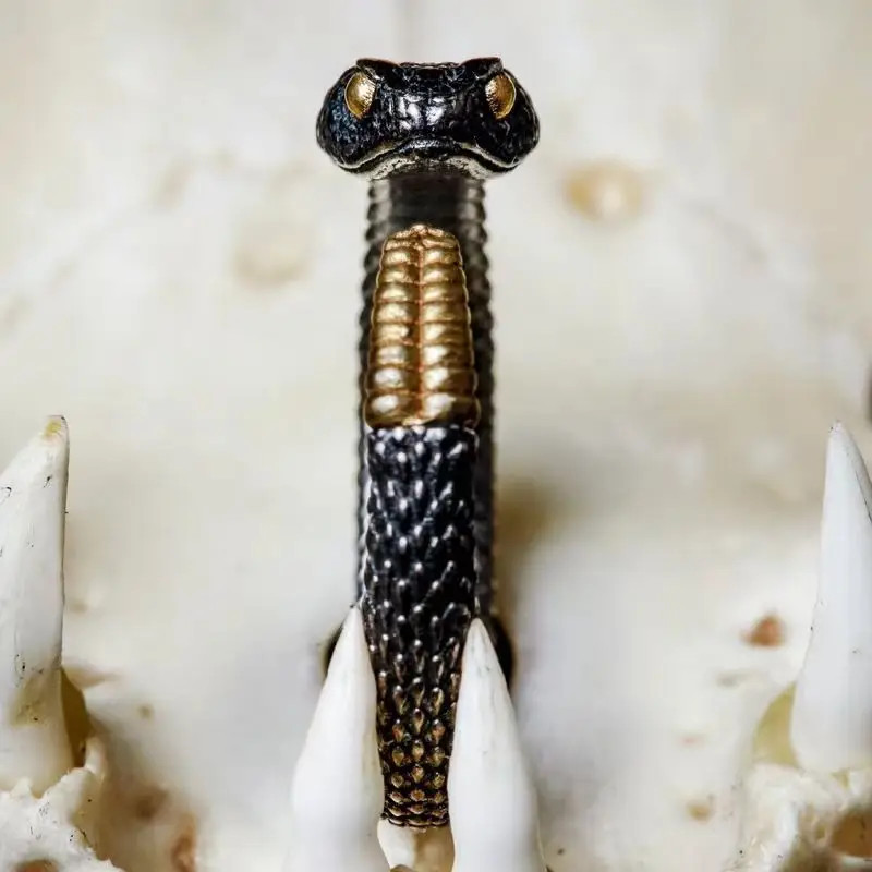 Rattle Snake Open Ring Jewelry Predator Animal Reptile Adjustable Resizable