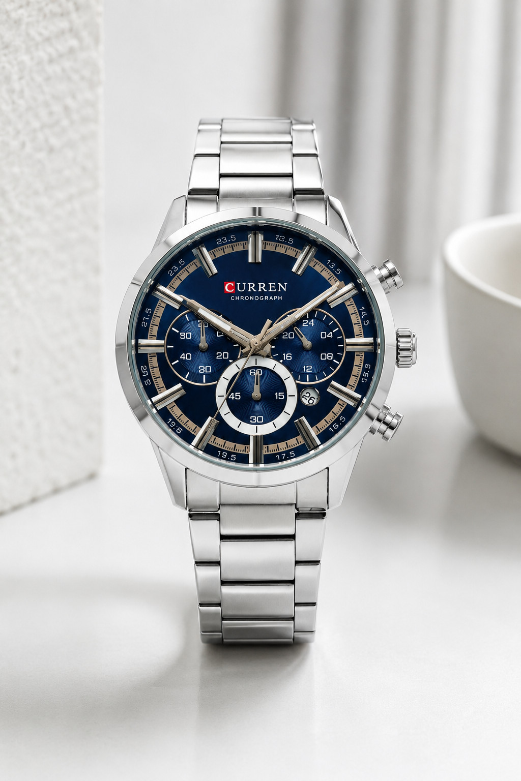 Men’s Curren Quartz Watch Chronograph 3ATM Waterproof Luminous Business