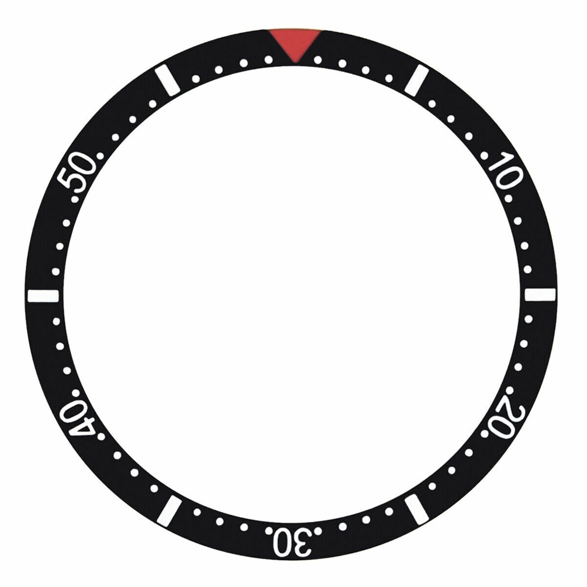 Black Aluminum Replacement Bezel Insert Red Triangle 33.80mm x 28.90mm