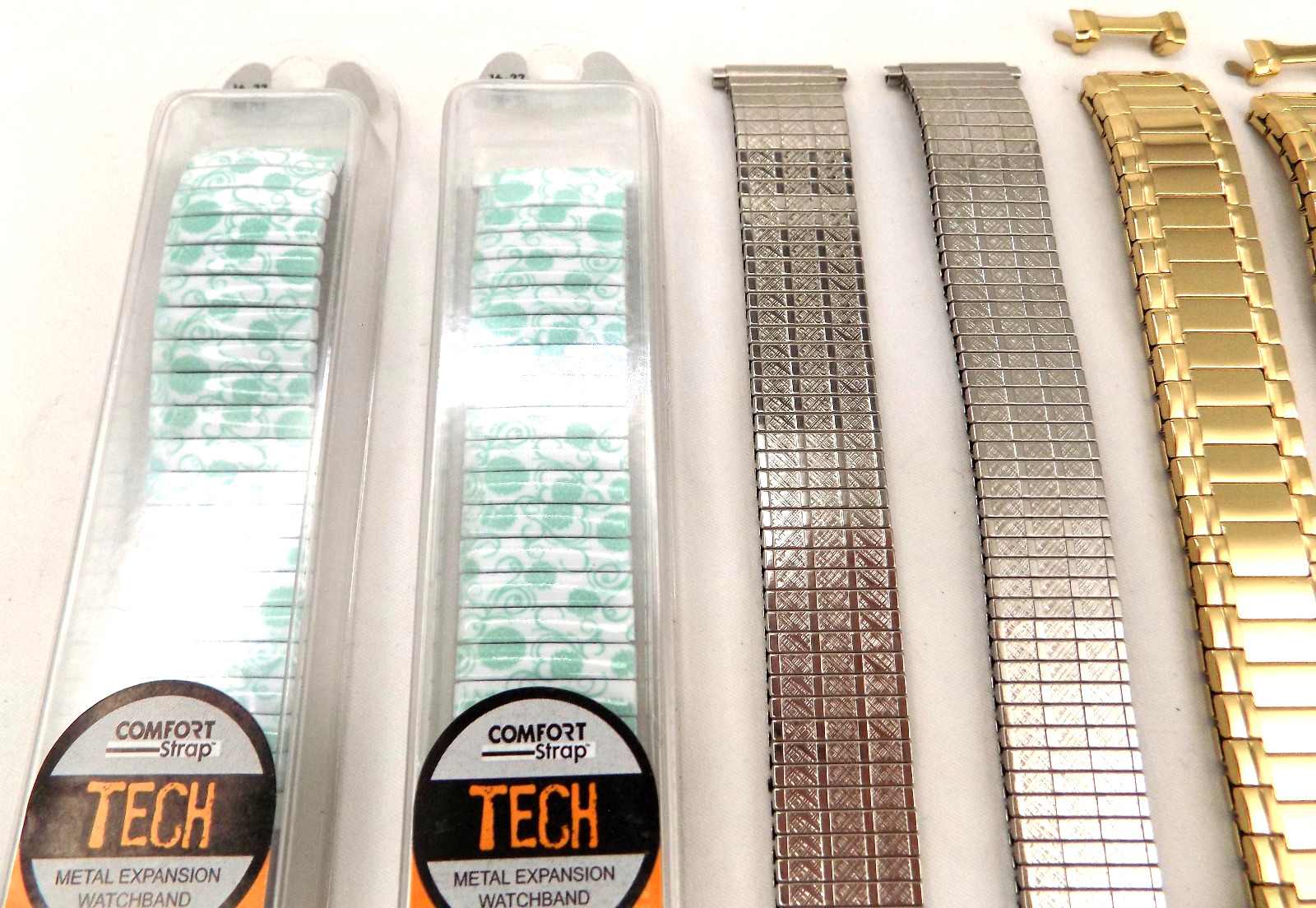 Lot 10 New Mens Stretch Watch Bands Stainless Steel Timex Gold Tone Parts Repair