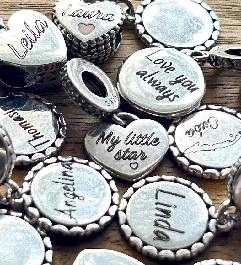 Custom Name / Text S925 Sterling Silver Charm Personalized Engraved Custom Text