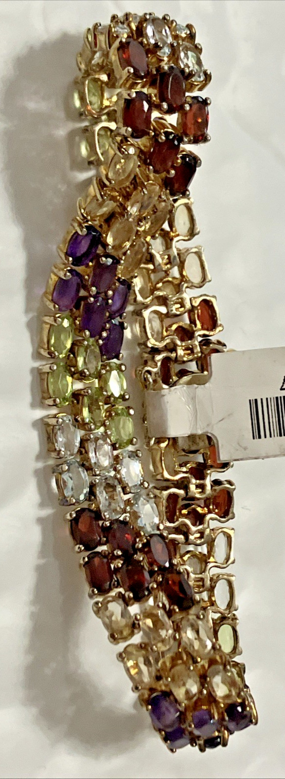 925 Sterling Silver Bct 25grams 11mm 7.2” Multi-Color Stones Gold-Tone PreOwned