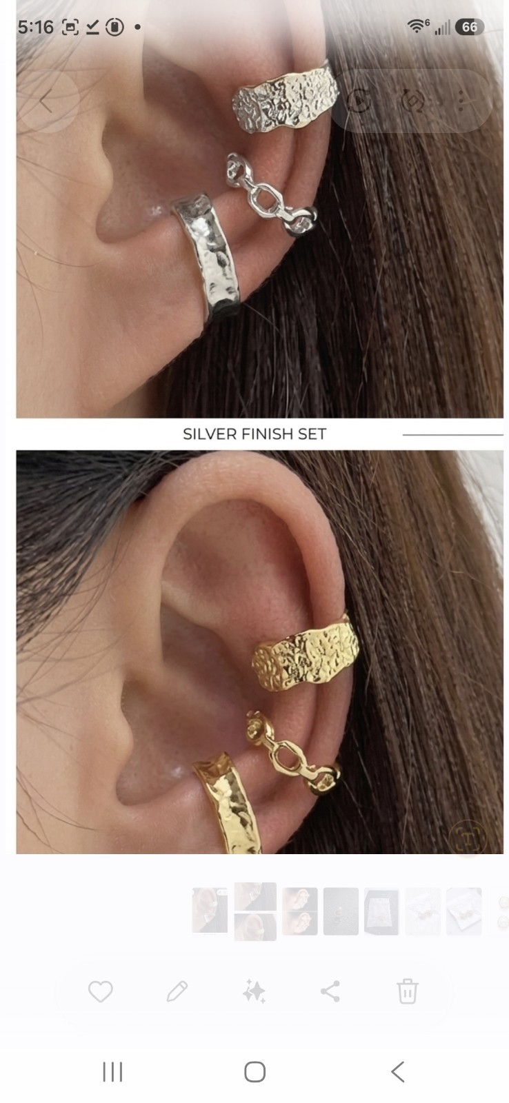 Gold & Silver Tone Textured Metal Cuff & Hoop Earrings Set, Clip-On, No Stone