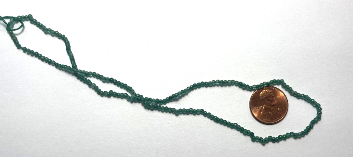 ONE VINTAGE 14.5″ STRAND 2-2.5 MM ROUND SMOOTH GREEN ONYX BEADS BELOW WHOLESALE