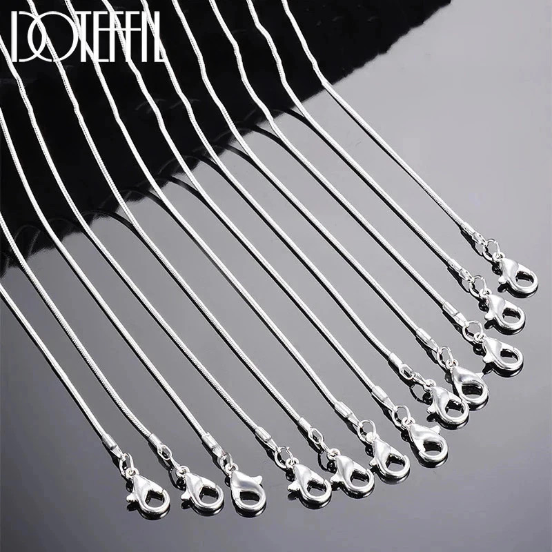 10pcs Hot Sale 925 Sterling Solid Silver 1mm Snake Chain Necklace Jewelry Gift