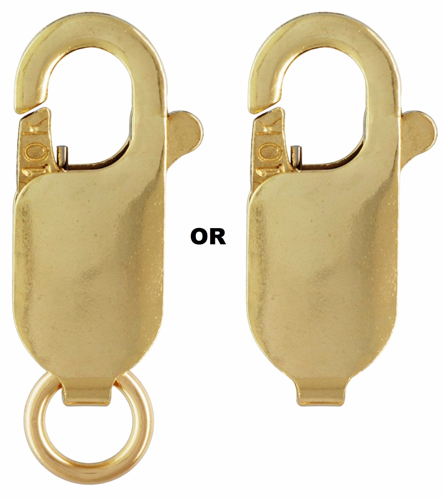 10K 14K 18K Solid Gold/Platinum Standard Lobster Claw Clasp w/wo Jump Ring Stamp