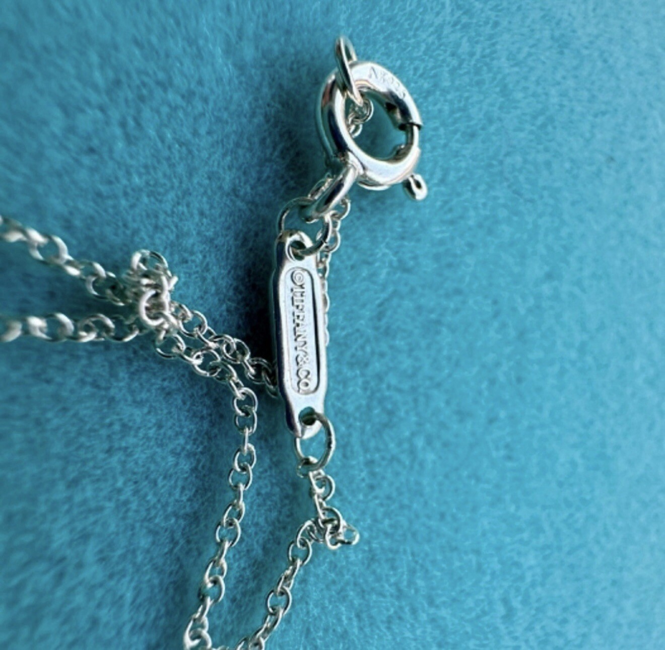 Tiffany & Co. Blue Double Mini Heart Tag Pendant Necklace ( 18” chain )