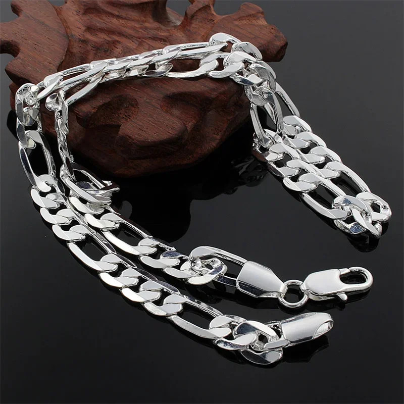 Men’s 925 Sterling Silver 2MM/4MM/6MM/8MM/12MM Chain Necklace 16-30 Inch for Men