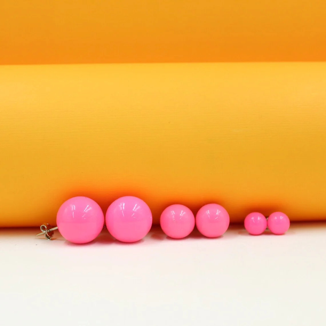 Enamel Color Pearl Stud Earrings | Bright Colored Pearl Earrings