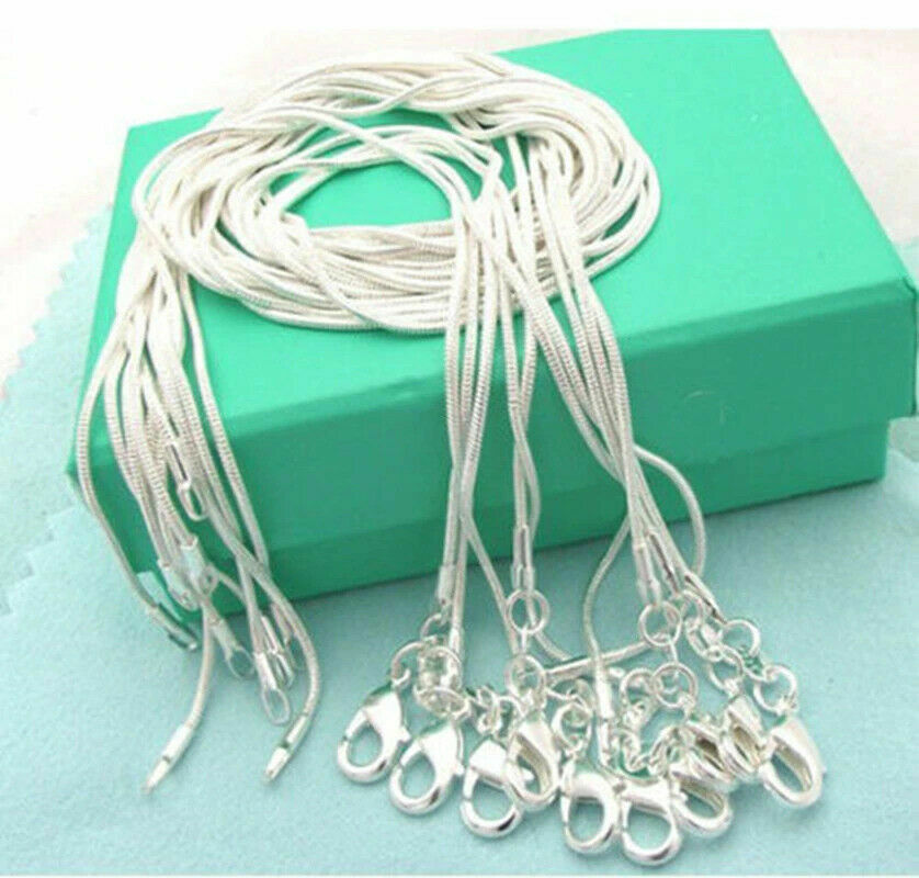 Lot 10PCS Wholesale 925 sterling solid Silver 1mm snake chain Necklace 16-30inch