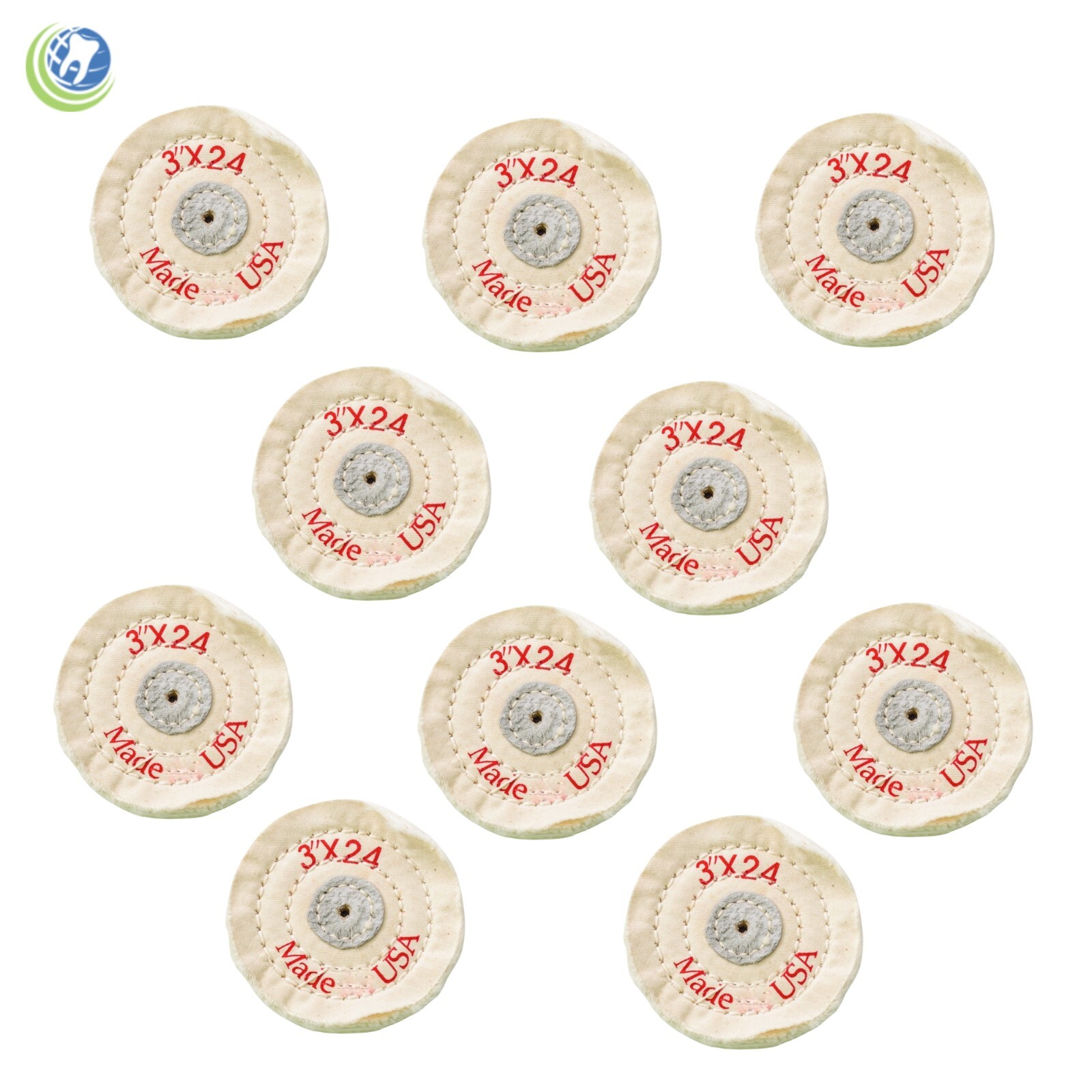 10 X Muslin Buff Polishing Wheel 3″ x 24 ply Dental Lab Jewelry Hobby 451-0324