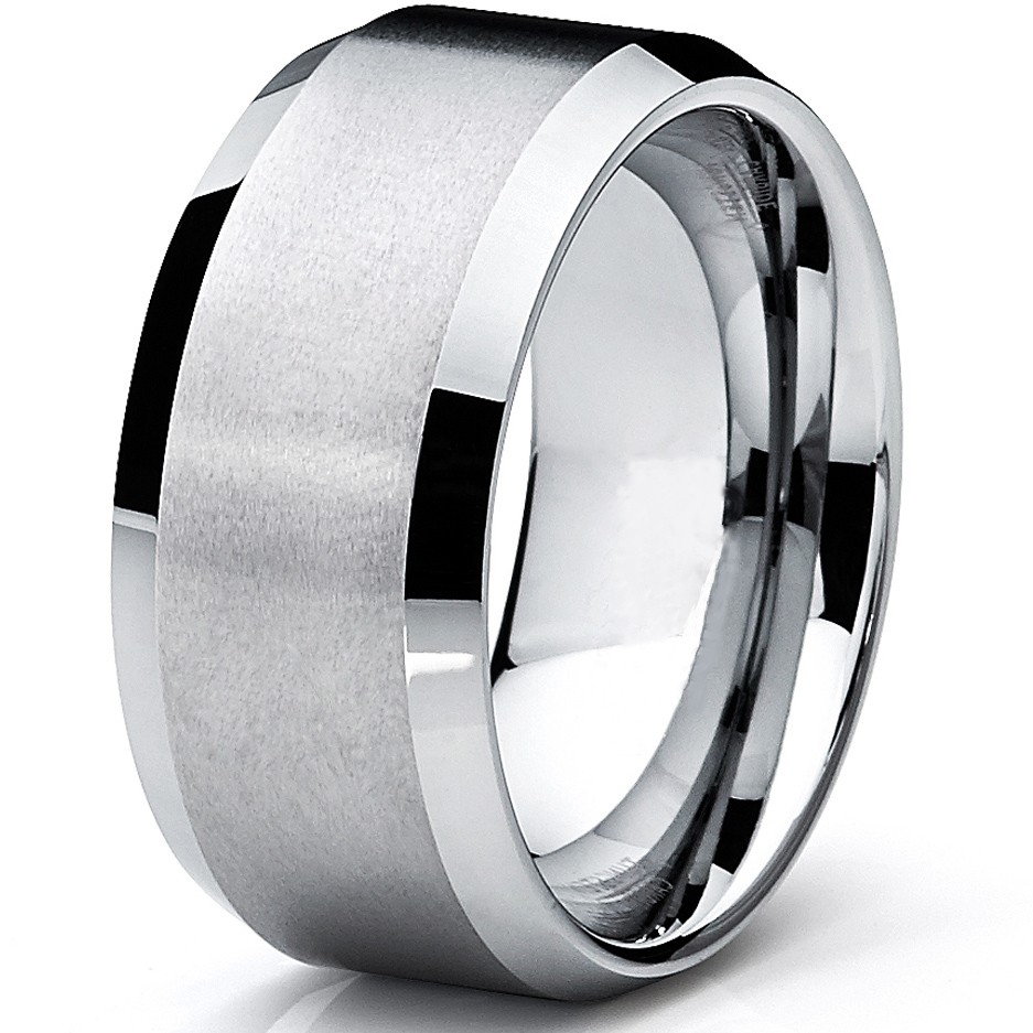 10MM Men’s Brushed Tungsten Carbide Wedding Band Ring, Comfort Fit