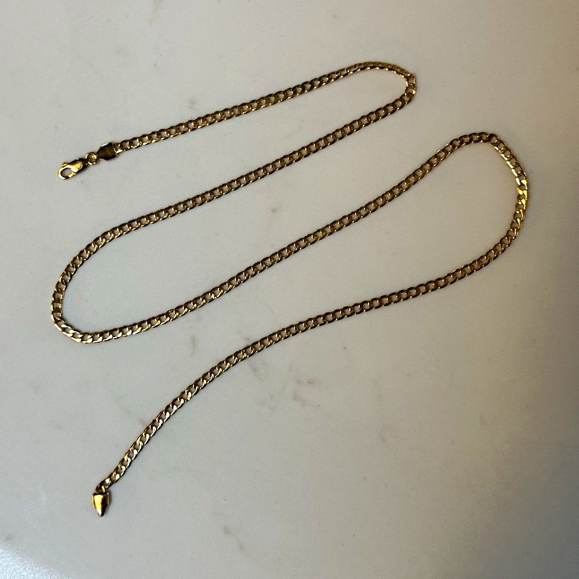 Mejuri 14K Solid Yellow Gold Flat Curb Chain Necklace 22” 3.8mm Hollow Link