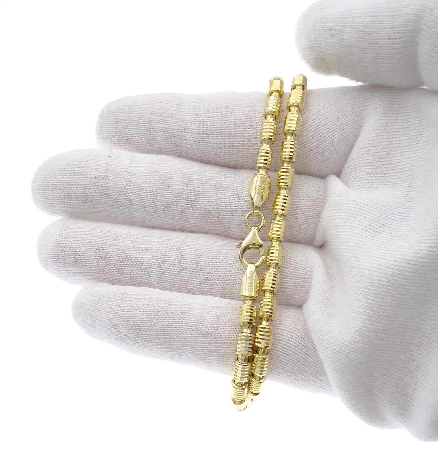 Barrel Chain Necklace Gold over Solid 925 Sterling Silver Diamond Cut 4mm 3mm