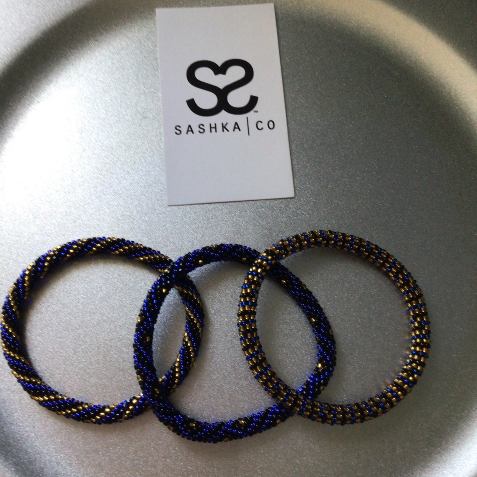 GLASS BEAD 8″ ROLL ON SASHKA BRACELETS, 3 PCS