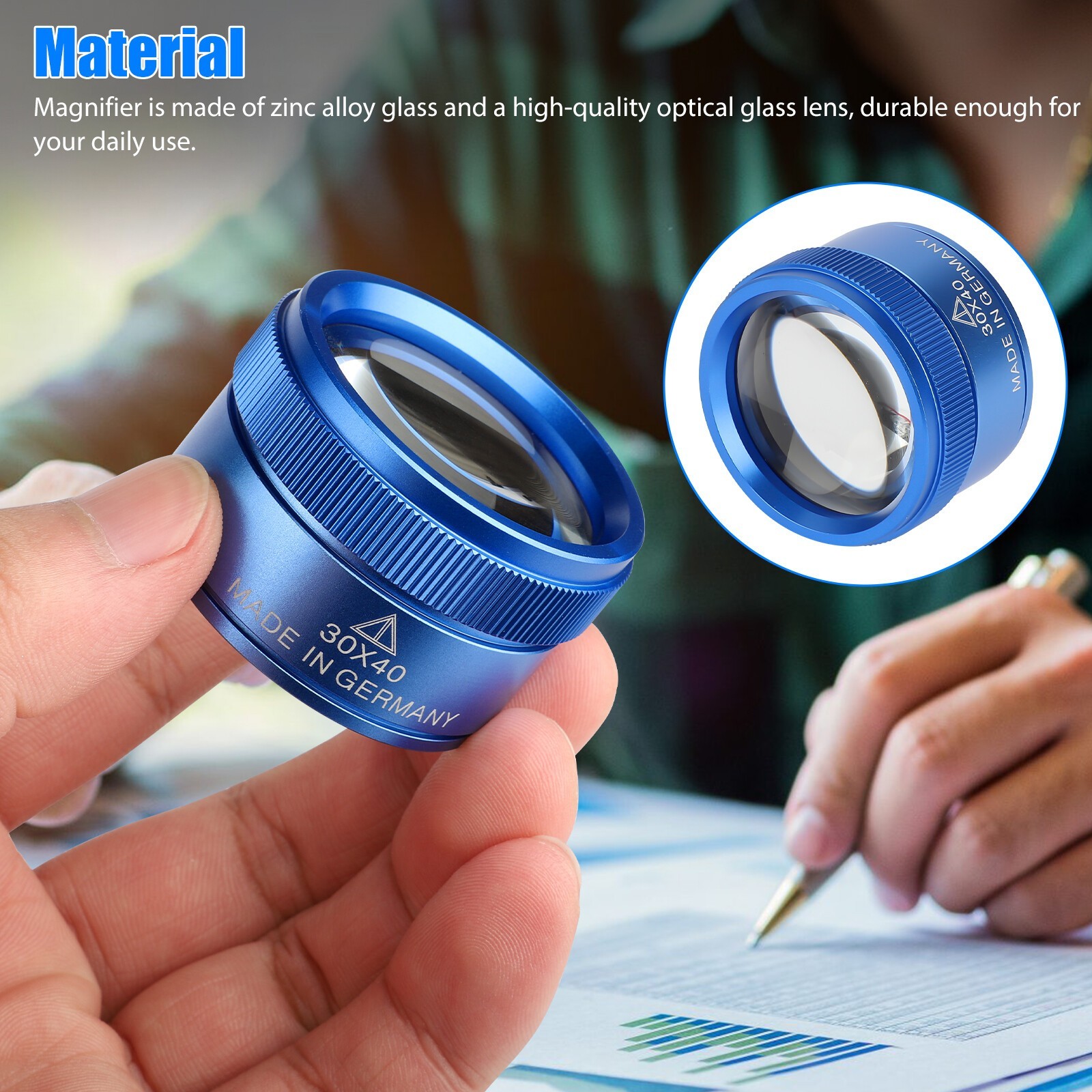 30X Pocket Magnifying Glass Eye Loop Optical Magnifier Jewelry Watch Repair Tool