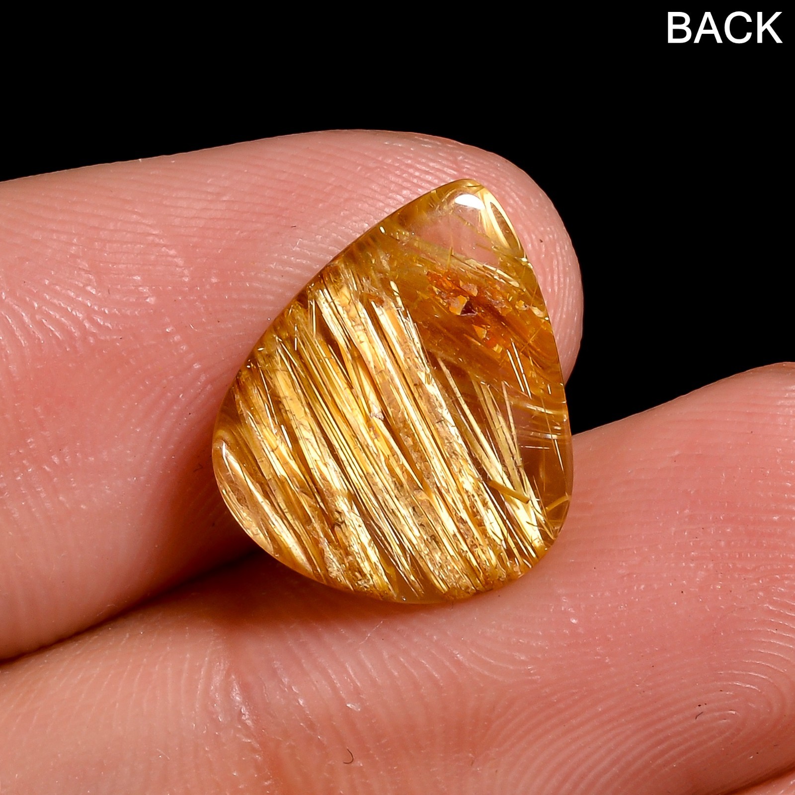 Golden Rutilated Quartz Cabochon, Gemstone Jewelry 14X12X4 mm