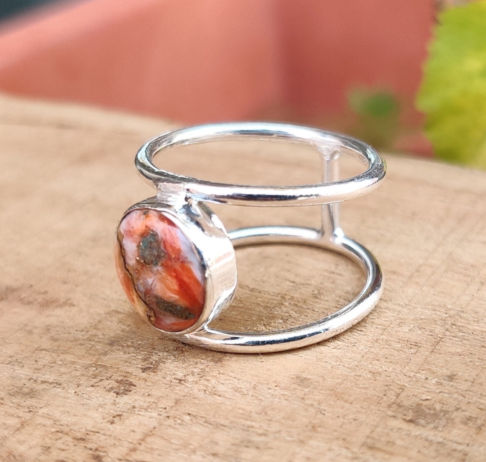 Oyster Copper Turquoise Ring 925 Sterling Silver Free Shipping All Size