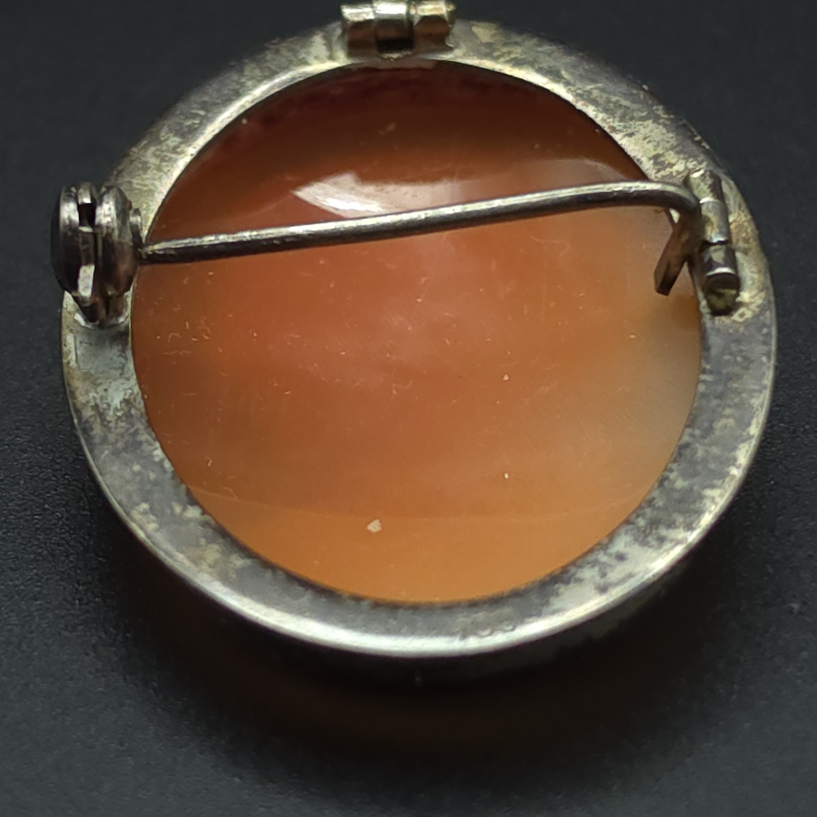 Antique 900 Silver Hand Carved Shell Cameo Brooch Pendant Convertible