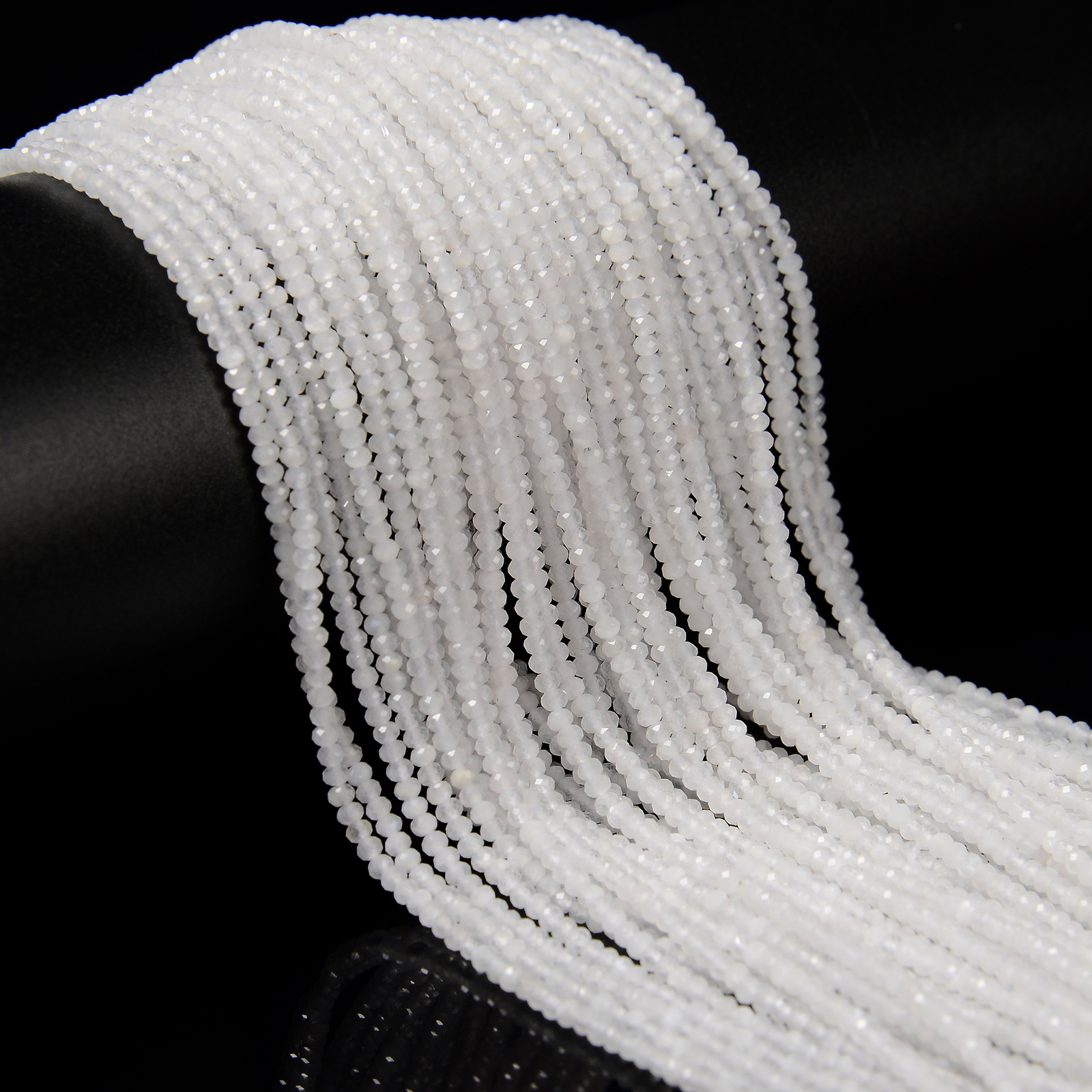 Natural Rainbow Moonstone Faceted Rondelle Beads Size 1.5x2mm 15.5” Strand