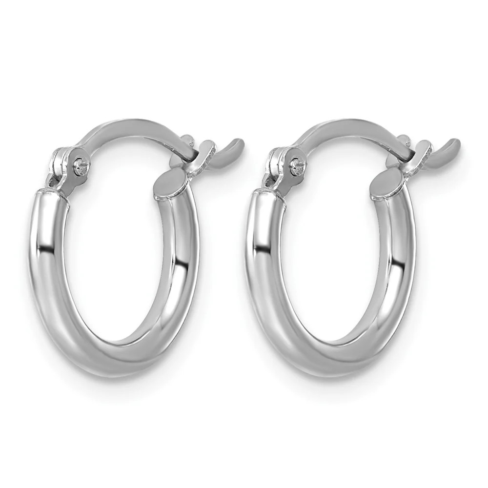 Sterling Silver Rhodium-Plated 2mm Round Hoop Earrings