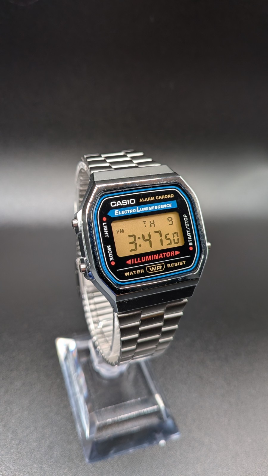 Casio A168 Custom Amber Orange Mod Retro Vintage Digital Watch Stainless Steel
