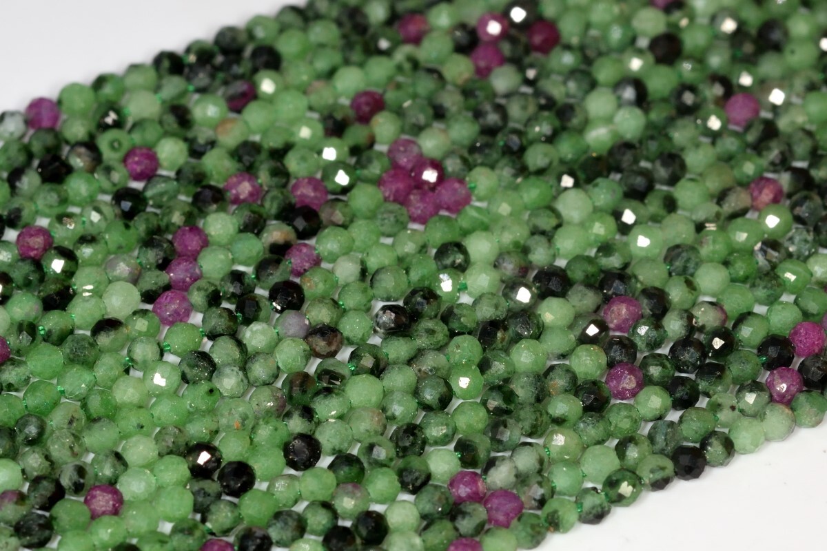 2-3MM Natural Ruby Zoisite Beads Grade AAA Faceted Round Loose Beads 15.5″