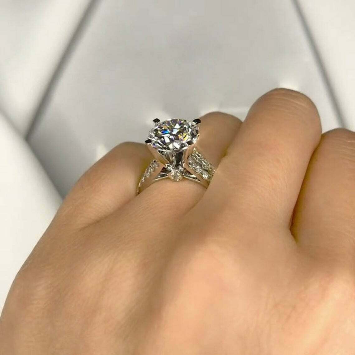 1.50 Ct Lab Created Round Diamond Wedding Ring 14K White Gold Finish