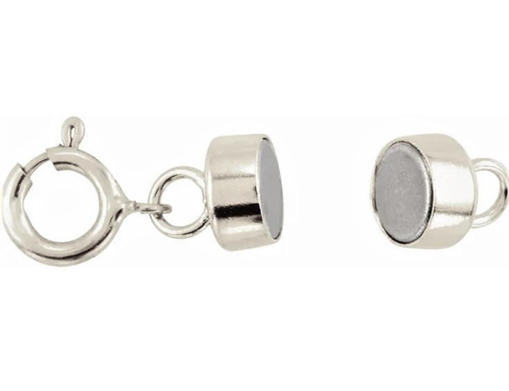 6mm SPRING RING 4.5mm 14k MAGNETIC CLASP 1/2″ Extender SOLID White Gold USA