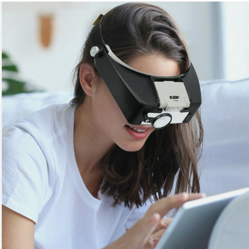 Jewelers Head Headband Magnifier LED Illuminated Visor Magnifying Glasses Loupe
