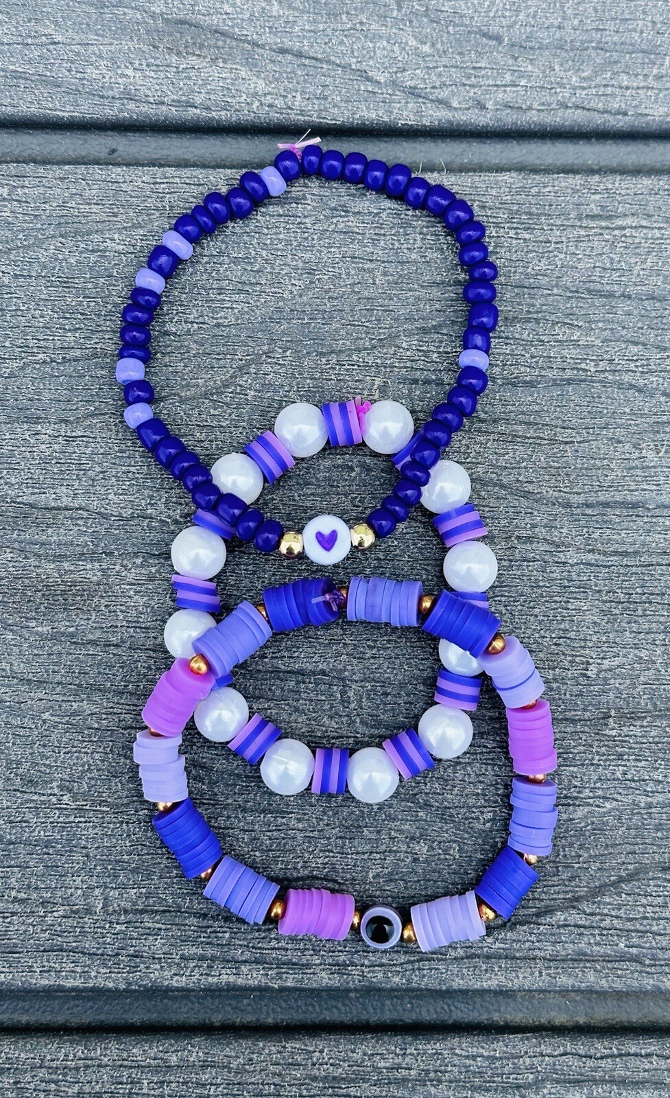 Three Purple Clay Bead Bracelets – Gorgeous