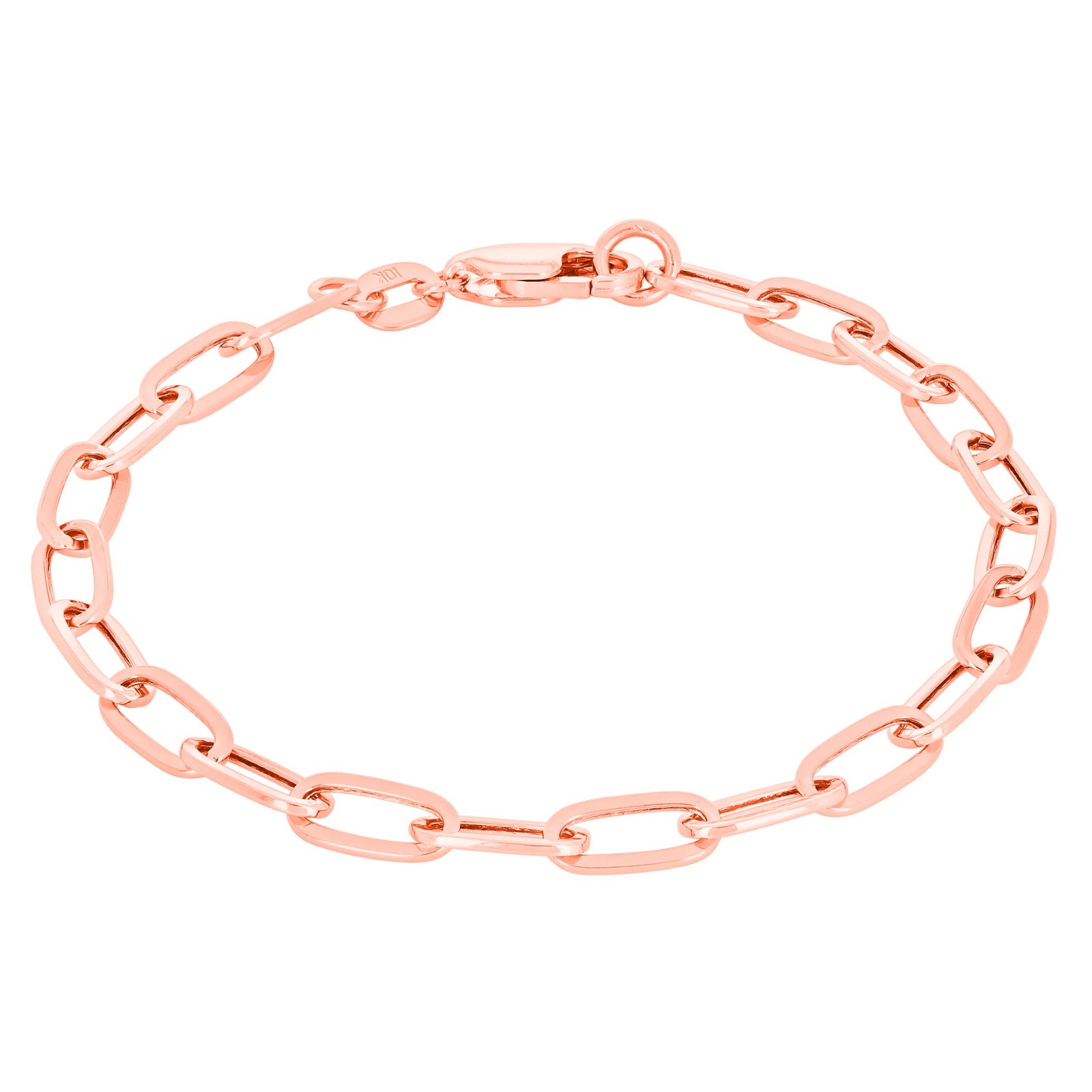 10k Rose Gold Paperclip 2mm-7mm Chain Cable Bracelet Mens Womens 7″ 7.5″ 8″